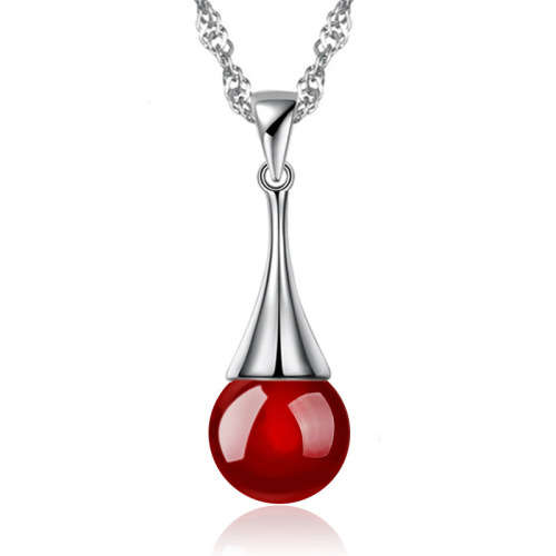 SILVERING HAIR RED SHAMBALA SIMILATED CRYSTAL RUBY NECKLACE 8MM