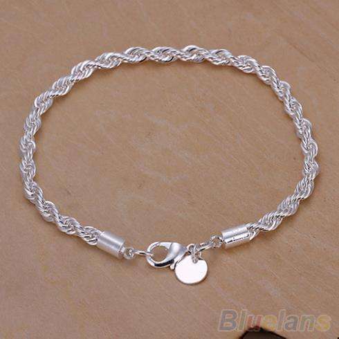 925 SILVER PLATED TWISTED ROPE BRACELET