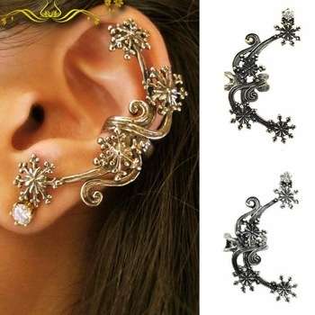 VINTAGE STYLE PUNK FLOWER GOLD PLATED EAR CUFF 1 ONLY