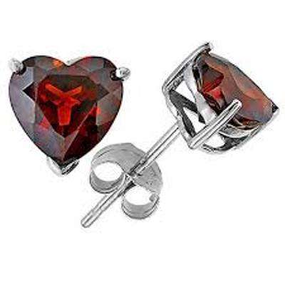 AUSTRALIAN CRYSTALS 6 MM STERLING SILVER PLATED RED HEART STUDS