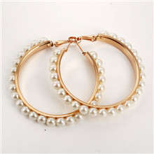 FASHION WHITE PEARL CIRCLE CONTROL LEVER EAR RING