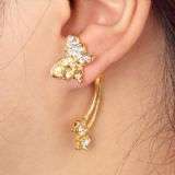 KOREAN FASHION BUTTERFLY SHAPE AND FLOWER AT BOTH END EAR STUD
