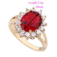 REAL18K GOLD PLATED EMERALD RED RING MADE WITH AUSTRIAN CRYSTALS SIZE  8