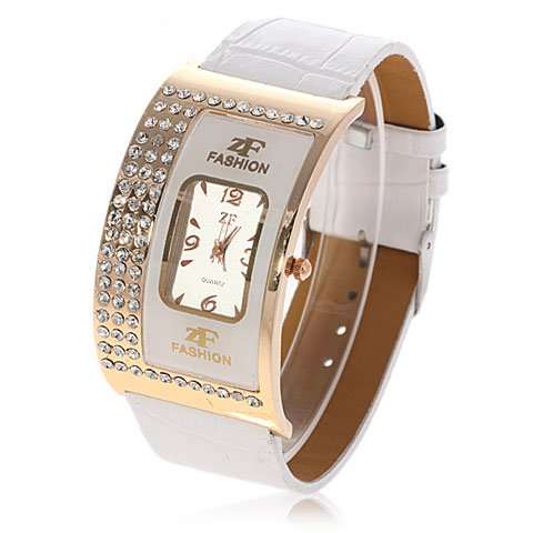 EXQUISITE LEATHER STRAP BAND QUARTZ FASHION CASUAL LUXURY LADY'S WATCH WITH CRYSTALS AND RHINESTONES