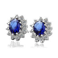 PLATINUM PLATED AUSTRIAN CRYSTALS & CUBIC ZIRCONIA EAR STUDS NICKEL FREE