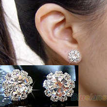 SPHERICAL CRYSTAL FLOWER EAR RINGS