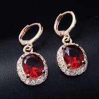 18K ROSE GOLD FILLED CUBIC ZIRCONIA DANGLER EAR RINGS