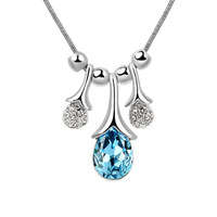 18 K GOLD PLATED AUSTRALIAN CRYSTAL WOMAN DROP OF WATER PENDANT NECKLACE DIFFERNENT COLORS
