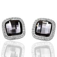 EXQUISITE PLATINUM PL WITH CZ DIAMOND ENVIROMENTHAL MICRO INSERTED EAR RINGS