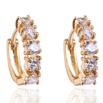 18 KT GOLD PLATED CLEAR CUBIC ZIRCONIA EAR RINGS