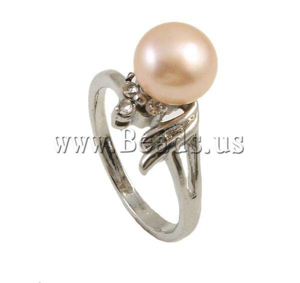 RODIUM PLATED FRESHWATER PEARL RING SIZE 7
