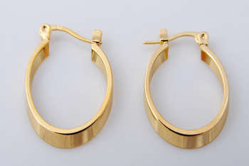 38MM KT YELLOW GOLD FILLED HIGH QUALITY DESIGN HOOPED EAR RINGS