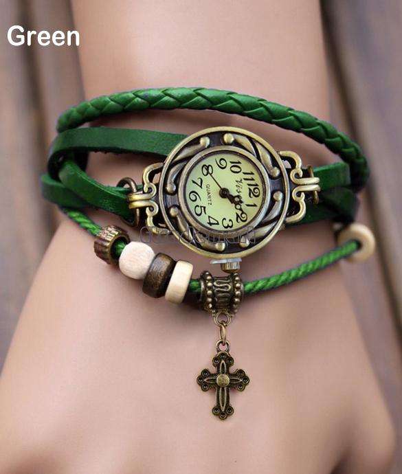 WOMENS REAL LEATHER WATCH, CHARMS MAY DIFFER