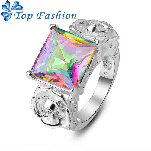 FASHION 925 SILVER PL CRYSTAL RING ! SIZE 8