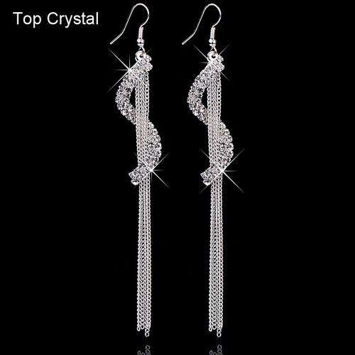 CRYSTAL TASSEL EAR RINGS