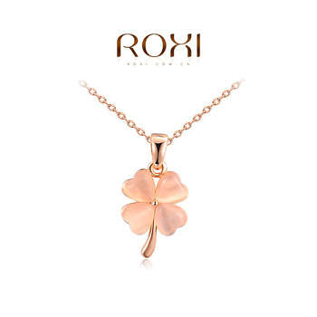 ROSE GOLD PLATED CLOVER PENDANT NECKLACE !