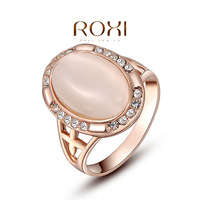 CLASSIC GIFT ROSE GOLD PLATED AUSTRALIAN OPAL CRYSTAL RING SIZE 8
