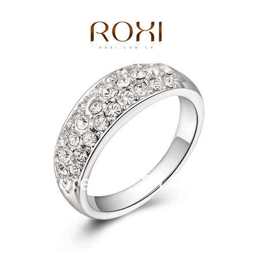 ROUND CLEAR AUSTRIAN CRYSTAL GOLD/ PLATINUM PL RING SIZE 8
