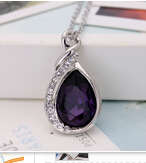 18 KT ZIRCON AUSTRALIAN TEARDROP SILVER/ PURPLE NECKLACE