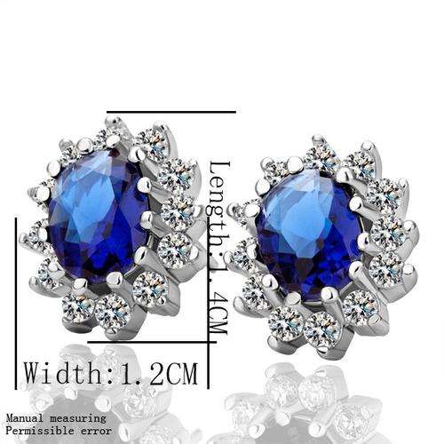 18 KT WHITE GOLD PL AUSTRALIAN CRYSTAL EAR RING STUDS