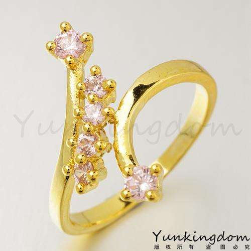 18 KT GOLD PLATED PINK CUBIC ZIRCONIA  LADIES RING SIZE 9