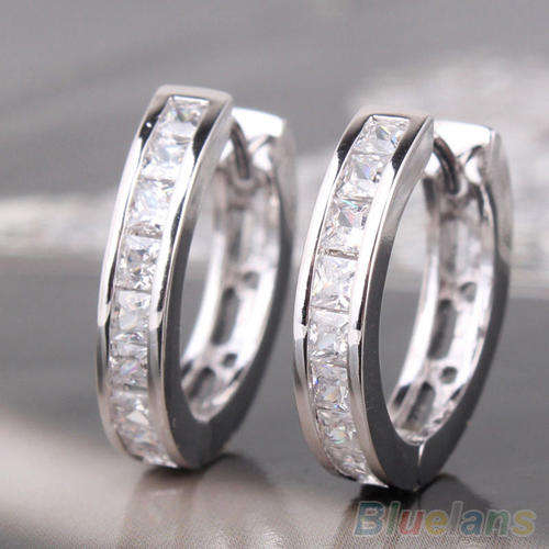 SMALL FASHION SILVER PLATED EAR RINGS 12 MM