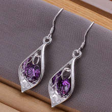FASHION SILVER PLATED CRYSTAL DROP EAR RINGS