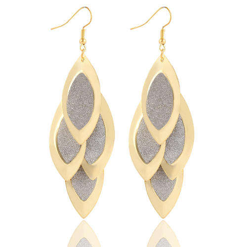 NEW GOLD PLATING MULTILAYER LEAF TASSEL EAR RING