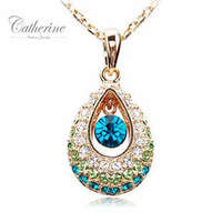 14 KT  GOLD PLATED ANGEL CRYSTAL TEARDOP NECKLACE