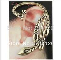 ONE GOLDEN ALLOY PHOENIX PEACOCK VINTAGE EAR CUFF