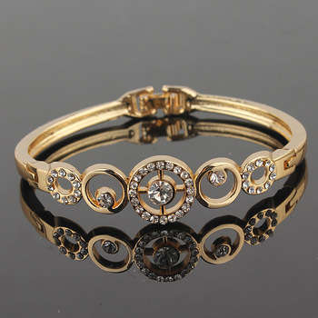 NEW 18 KT YELLOW GOLD BRACELET WITH AUSTRALIAN CRYSTALS