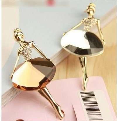 FASHION SILVER OR BROWN DANCING GIRL BROOCHES