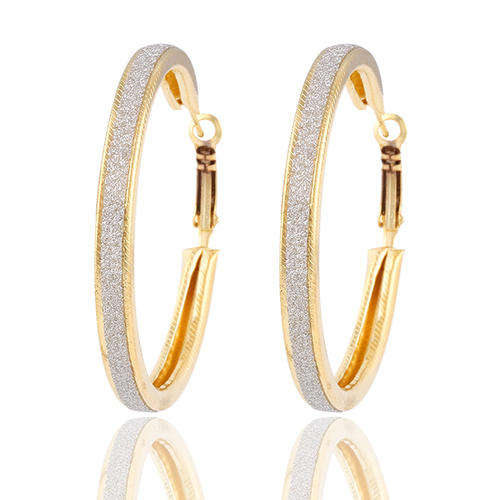 NEW TWO TONE HOOPED EAR RINGS