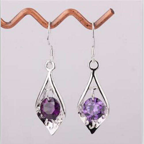 925 SILVER PLATED CRYSTAL  DROP EAR RINGS