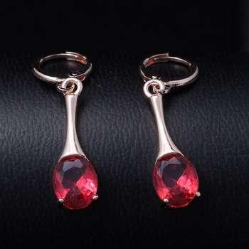 18 KT ROSE GOLD FILLED CUBIC ZIRCONIA DROP EAR RINGS