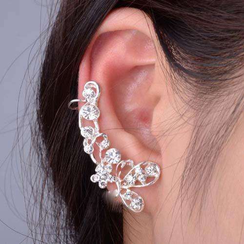 ONE RETRO CRYSTAL ZINC ALLOY,  BUTTERFLY EAR CLIP