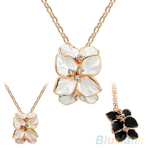 WOMENS MULTI LAYER CRYSTAL GARDENIA CHOKER CHAIN NECKLACE
