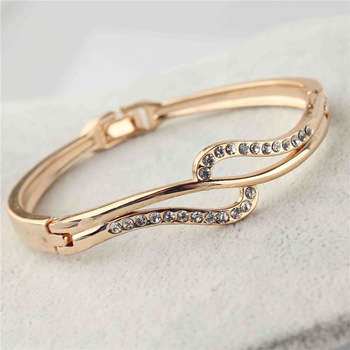 NEW 18 KT YELLOW GOLD BRACELET WITH AUSTRALIAN CRYSTALS