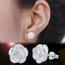 SMALL 925 SILVER ROSE EAR RING STUDS PER PAIR