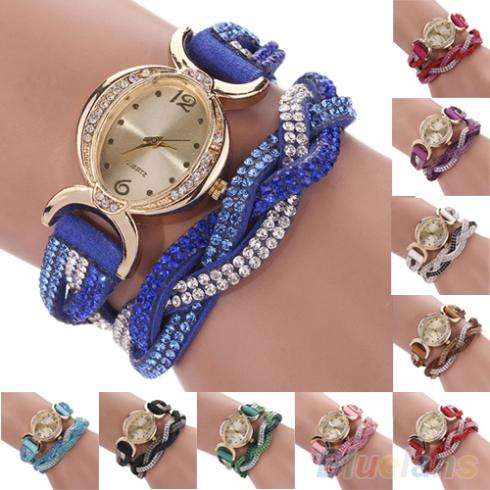 TURQUISE AND BLUE TWO TONE FAUX SUEDE WRAP LADIES WATCH