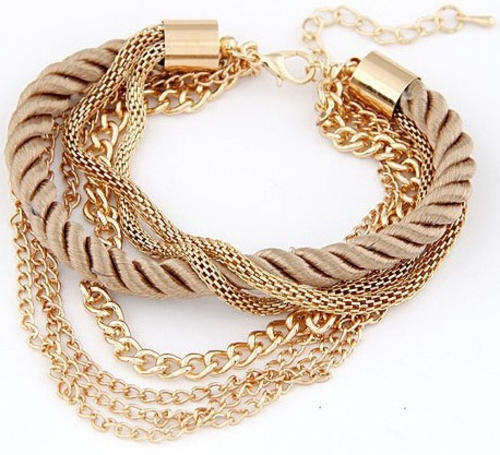 18 KT GOLD PLATED ROPE WEAVE TASSEL BRACELET
