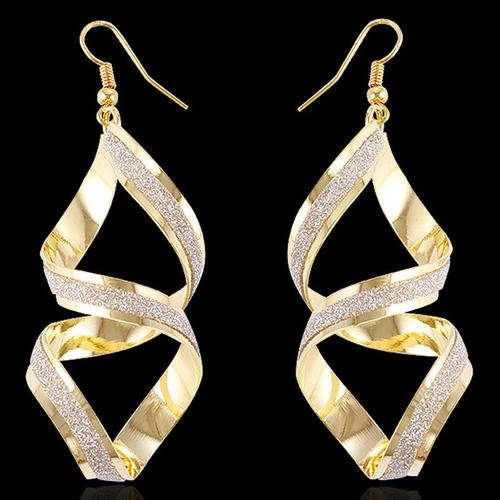 EUROPEAN SILVER AND GOLD PLATED SPRIAL PUNK DROP EAR RINGS