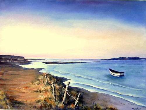 SAND AND SEA --Original signed acrylic by Reel Fincham