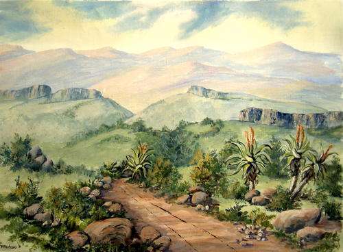 "EASTERN TRANSVAAL HILLS" Original signed acrylic by Reel Fincham
