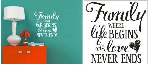 Vinyl Decals Wall Art Stickers - Family Never Ends