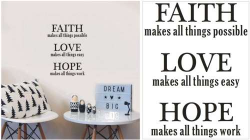 Vinyl Decals Wall Art Stickers - Faith Love Hope