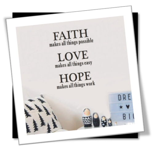 Vinyl Decals Wall Art Stickers - Faith Love Hope