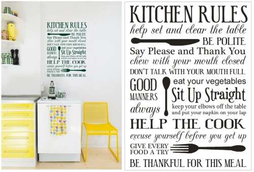 Vinyl Decals Wall Art Stickers - Kitchen Rules