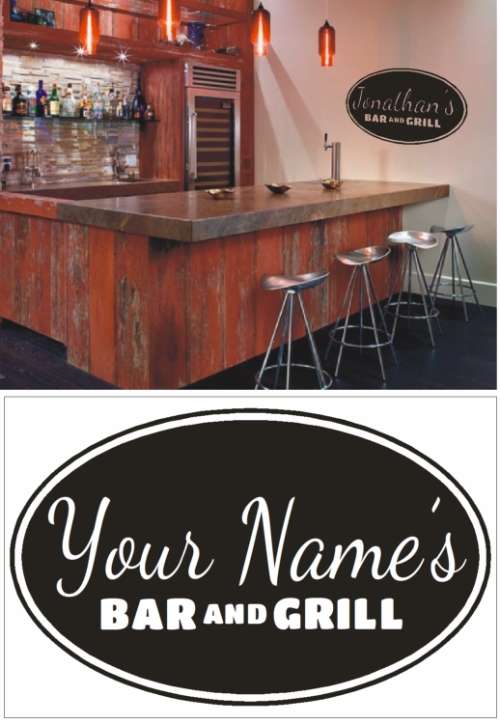 Vinyl Decals Wall Art Stickers - Personalised Bar & Grill