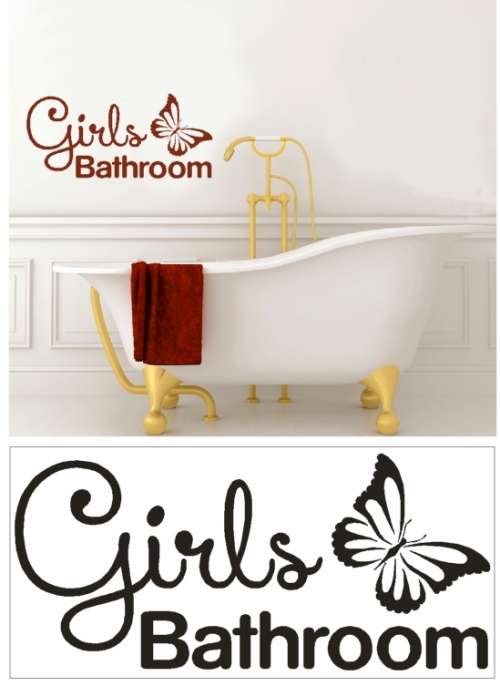 Vinyl Decals Wall Art Stickers - Girls Bathroom